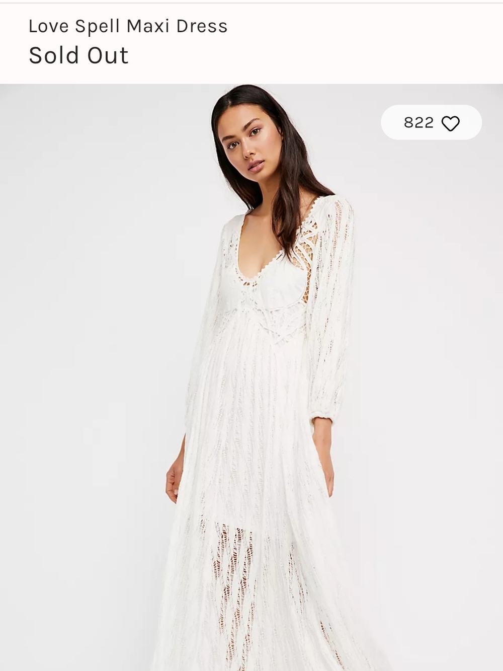 Free People Cream Crochet Maxi Dress